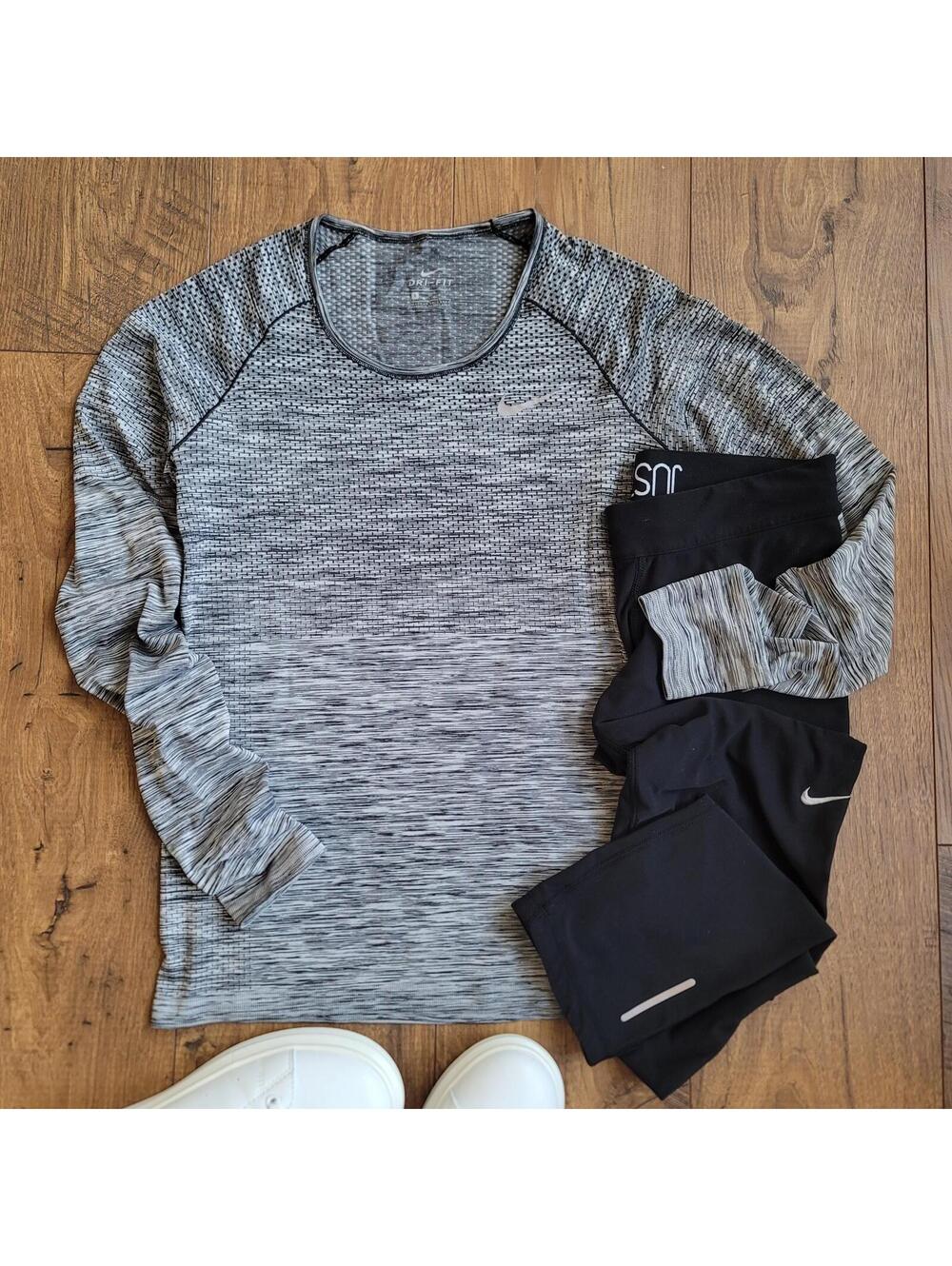 Nike Dri-FIT Women's Long Sleeve Athletic Top Size Small Gray Black